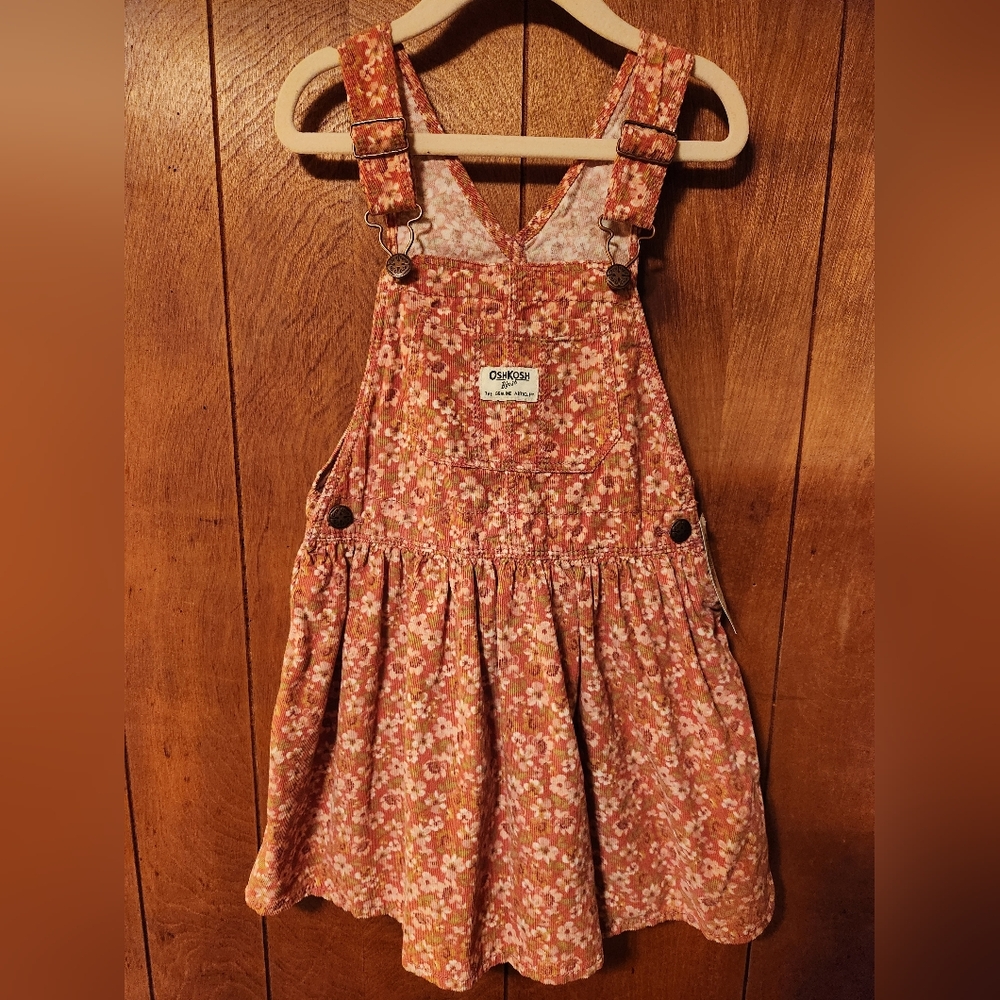 Genuine OshKosh B'gosh Pink Floral Kids Overalls Jumper, Size 5T, NWT - Picture 1 of 5
